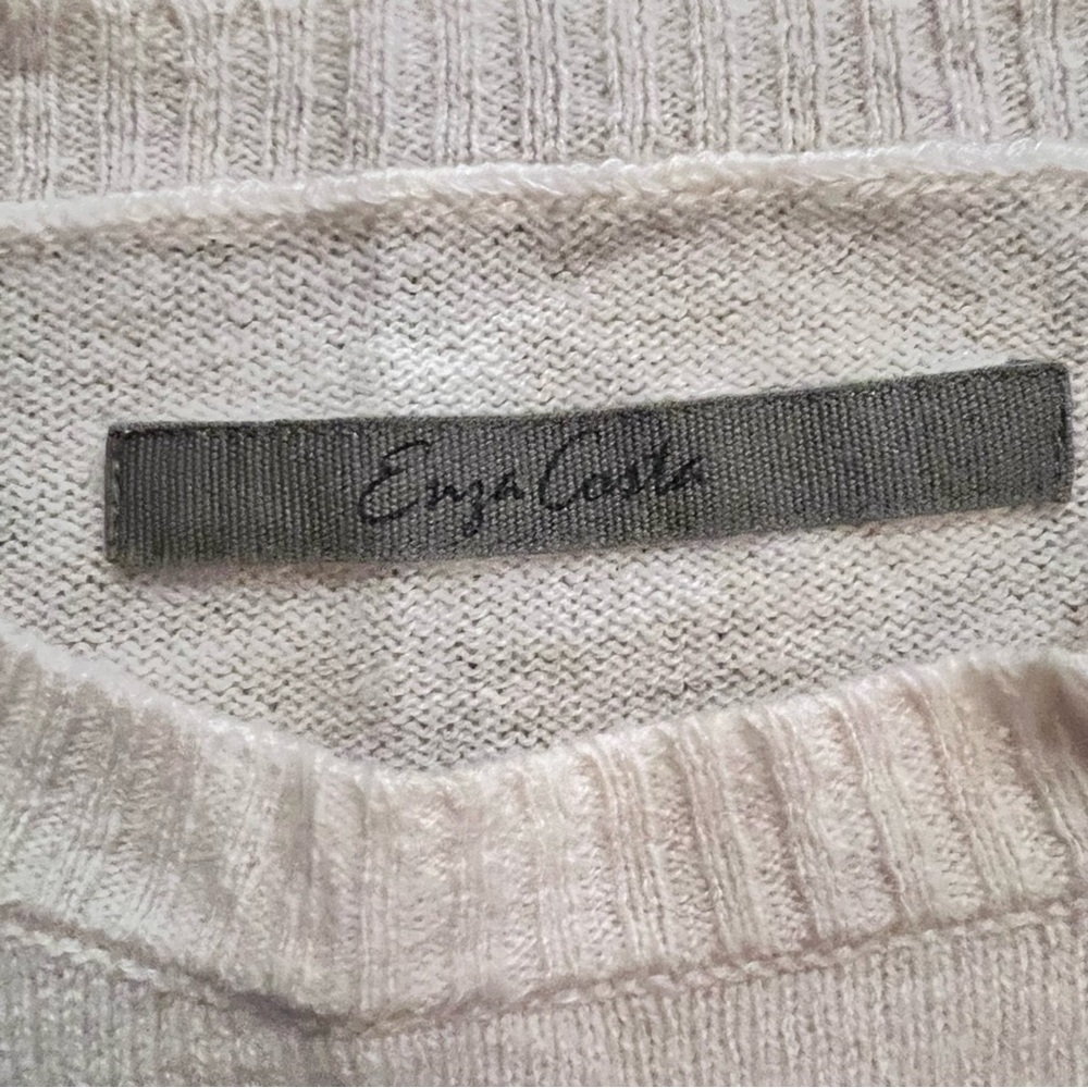 Enza Costa Cream Distressed Wool Cashmere Sweater - Picture 7 of 12